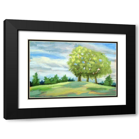 Green Horizon landscape Black Modern Wood Framed Art Print with Double Matting by Wentzell, Kristina