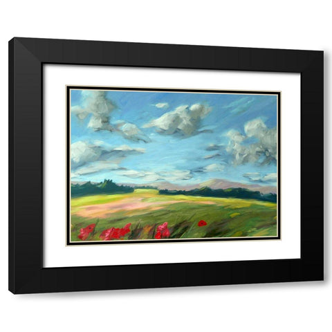 Scarlet Meadow green Black Modern Wood Framed Art Print with Double Matting by Wentzell, Kristina