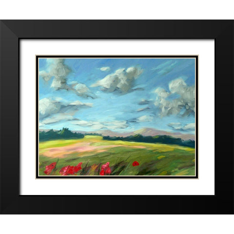 Scarlet Meadow green Black Modern Wood Framed Art Print with Double Matting by Wentzell, Kristina