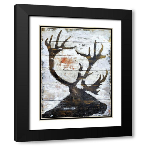 Wild Caribou portrait Black Modern Wood Framed Art Print with Double Matting by Cusson, Marie Elaine