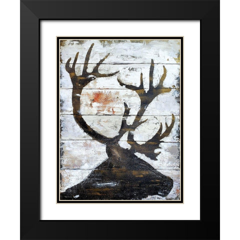 Wild Caribou portrait Black Modern Wood Framed Art Print with Double Matting by Cusson, Marie Elaine