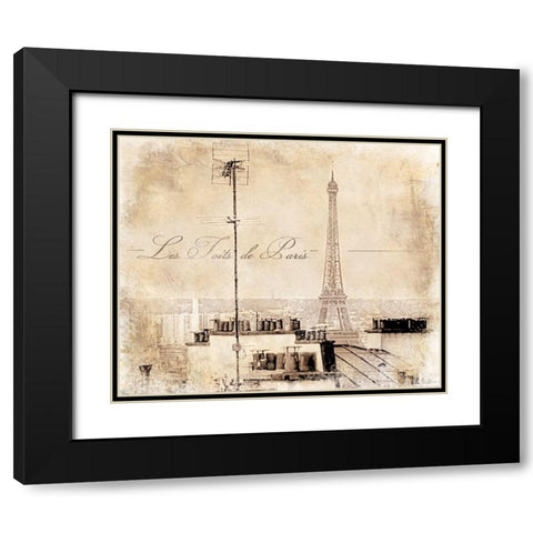 Les Toits De Paris Black Modern Wood Framed Art Print with Double Matting by Cusson, Marie Elaine