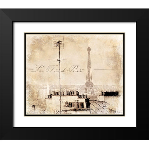 Les Toits De Paris Black Modern Wood Framed Art Print with Double Matting by Cusson, Marie Elaine