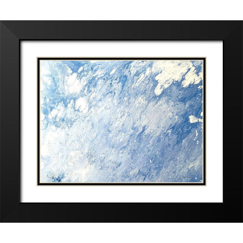 Earth Blues Abstract landscape Black Modern Wood Framed Art Print with Double Matting by Cusson, Marie Elaine