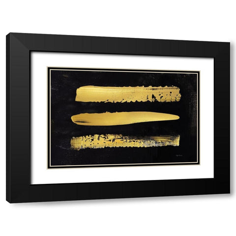 Golden Stripes I Black Modern Wood Framed Art Print with Double Matting by Cusson, Marie Elaine