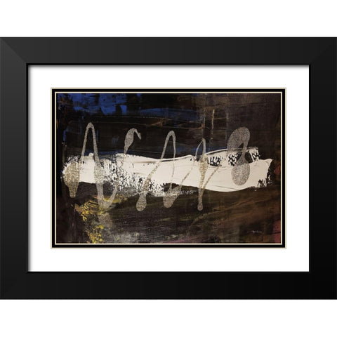 Neutral Stripes Bright I Black Modern Wood Framed Art Print with Double Matting by Cusson, Marie Elaine