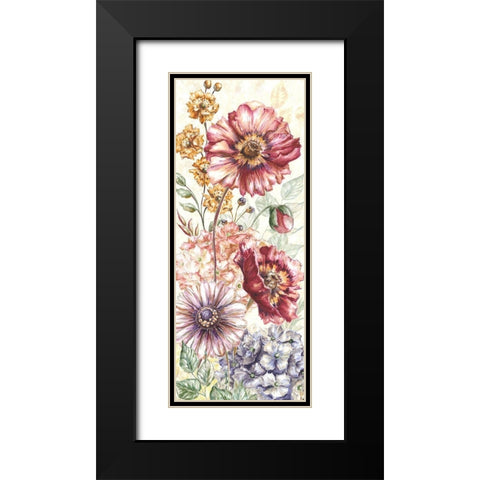 Wildflower Medley panel cream I Black Modern Wood Framed Art Print with Double Matting by Tre Sorelle Studios