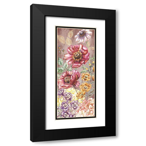 Wildflower Medley panel gold II Black Modern Wood Framed Art Print with Double Matting by Tre Sorelle Studios