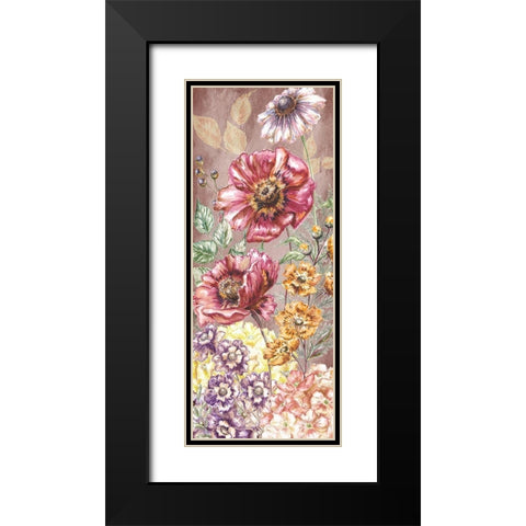 Wildflower Medley panel gold II Black Modern Wood Framed Art Print with Double Matting by Tre Sorelle Studios