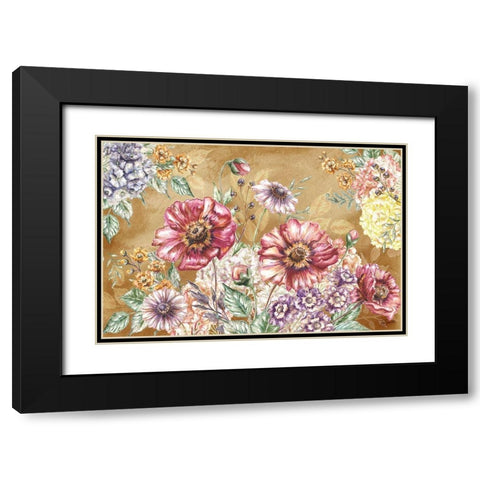 Wildflower Medley Landscape on rust Black Modern Wood Framed Art Print with Double Matting by Tre Sorelle Studios