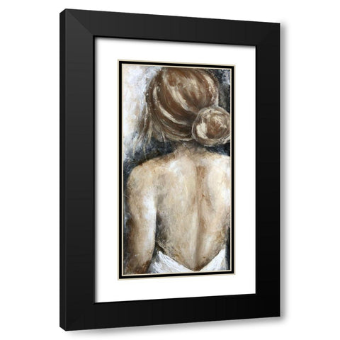 Looking Away Brunette Black Modern Wood Framed Art Print with Double Matting by Tre Sorelle Studios