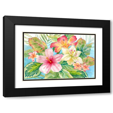 Tropical Island Florals landscape Black Modern Wood Framed Art Print with Double Matting by Coulter, Cynthia