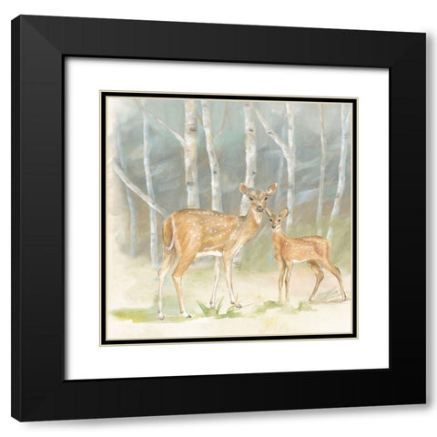 Woodland Reflections IV-Doe Black Modern Wood Framed Art Print with Double Matting by Coulter, Cynthia