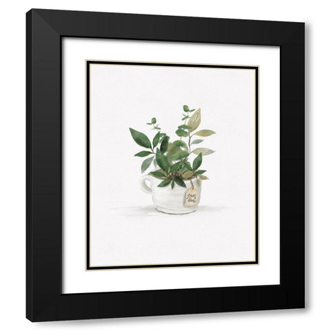 Botanical Mug I Black Modern Wood Framed Art Print with Double Matting by HM Design