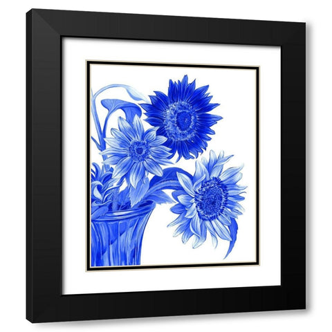 China Sunflowers blue I  Black Modern Wood Framed Art Print with Double Matting by Wilson, Kelsey