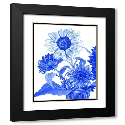 China Sunflowers blue II  Black Modern Wood Framed Art Print with Double Matting by Wilson, Kelsey
