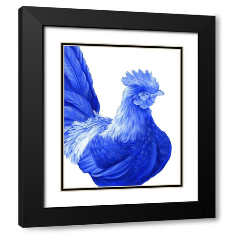 Blue Rooster I Black Modern Wood Framed Art Print with Double Matting by Wilson, Kelsey