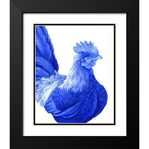 Blue Rooster I Black Modern Wood Framed Art Print with Double Matting by Wilson, Kelsey