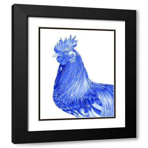 Blue Rooster II Black Modern Wood Framed Art Print with Double Matting by Wilson, Kelsey