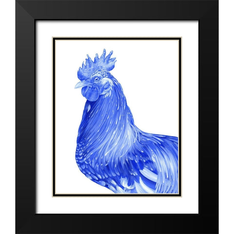 Blue Rooster II Black Modern Wood Framed Art Print with Double Matting by Wilson, Kelsey