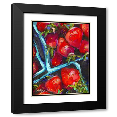 Strawberry Carton Black Modern Wood Framed Art Print with Double Matting by Smith, Kim