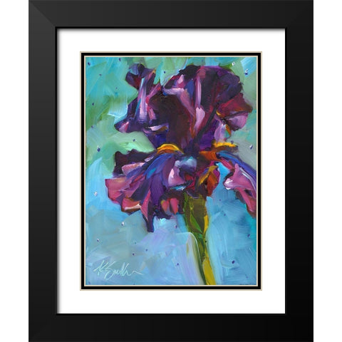 Iris in Bloom Black Modern Wood Framed Art Print with Double Matting by Smith, Kim