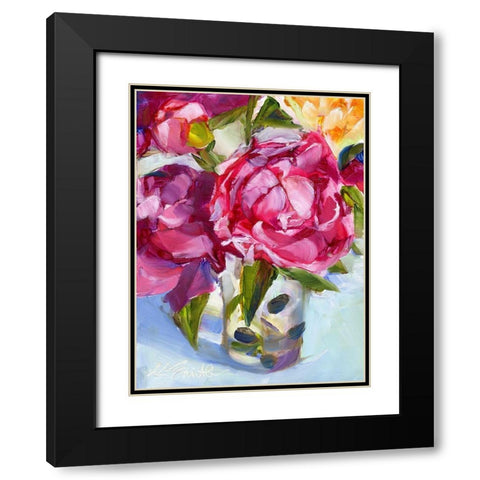 Peony Still Life Black Modern Wood Framed Art Print with Double Matting by Smith, Kim
