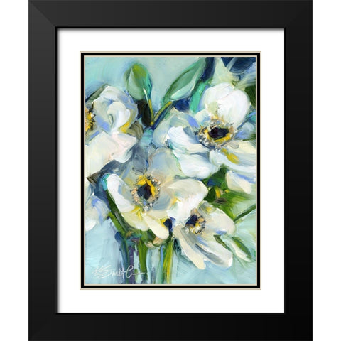 White Floral Still Life Black Modern Wood Framed Art Print with Double Matting by Smith, Kim