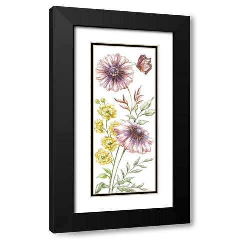 Wildflower Stem panel V Black Modern Wood Framed Art Print with Double Matting by Tre Sorelle Studios