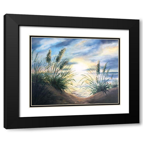 Coastal Sunrise Oil Painting square Black Modern Wood Framed Art Print with Double Matting by Tre Sorelle Studios