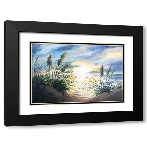 Coastal Sunrise Oil Painting landscape Black Modern Wood Framed Art Print with Double Matting by Tre Sorelle Studios