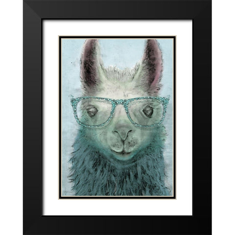 Colorful Llama panel I Black Modern Wood Framed Art Print with Double Matting by Cusson, Marie Elaine