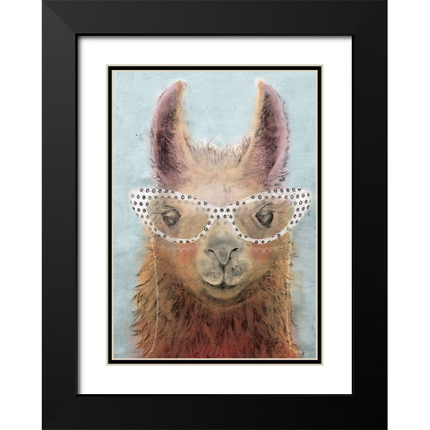 Colorful Llama panel II Black Modern Wood Framed Art Print with Double Matting by Cusson, Marie Elaine