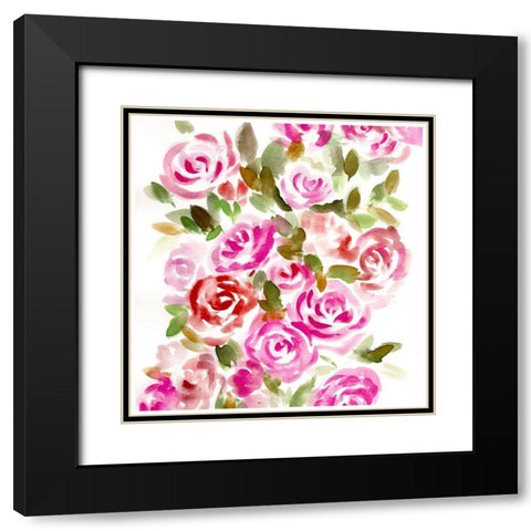 Bunches of Pink Square Black Modern Wood Framed Art Print with Double Matting by Chapman, Marcy