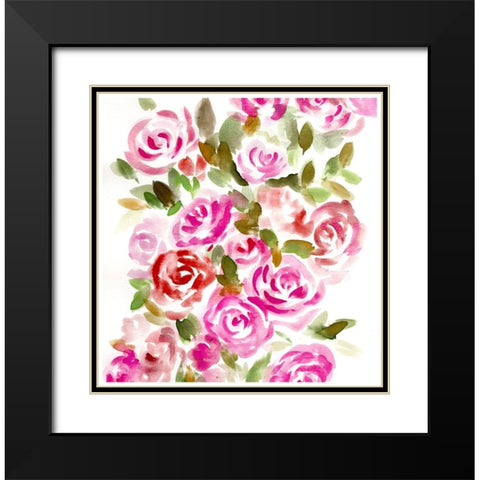 Bunches of Pink Square Black Modern Wood Framed Art Print with Double Matting by Chapman, Marcy