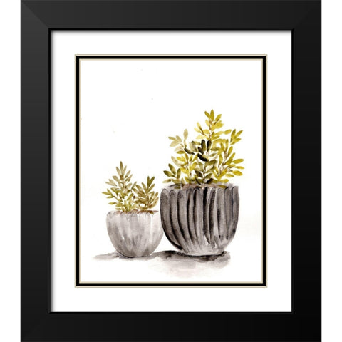 Gray Potted Plants Black Modern Wood Framed Art Print with Double Matting by Chapman, Marcy