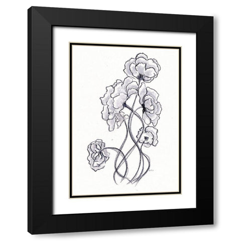 Blossoming Gray I Black Modern Wood Framed Art Print with Double Matting by Chapman, Marcy