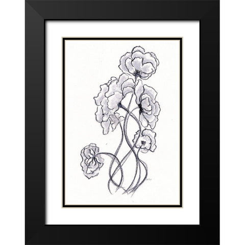 Blossoming Gray I Black Modern Wood Framed Art Print with Double Matting by Chapman, Marcy