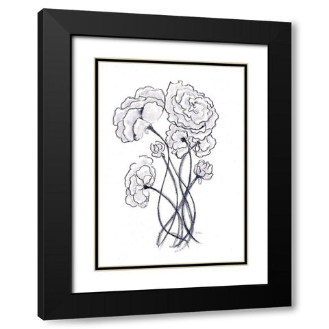 Blossoming Gray II Black Modern Wood Framed Art Print with Double Matting by Chapman, Marcy