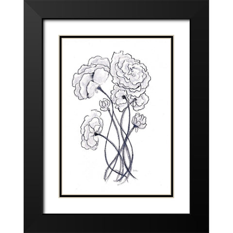 Blossoming Gray II Black Modern Wood Framed Art Print with Double Matting by Chapman, Marcy