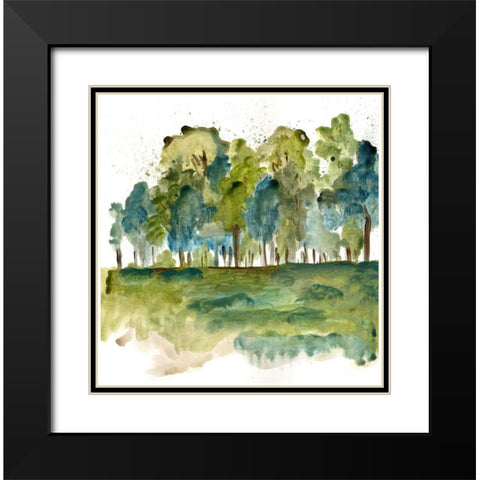 Blue Tree Forest Black Modern Wood Framed Art Print with Double Matting by Chapman, Marcy