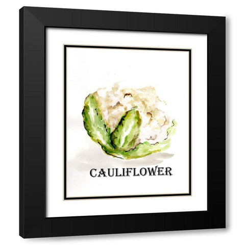 Veggie Sketch  VI-Cauliflower Black Modern Wood Framed Art Print with Double Matting by Chapman, Marcy