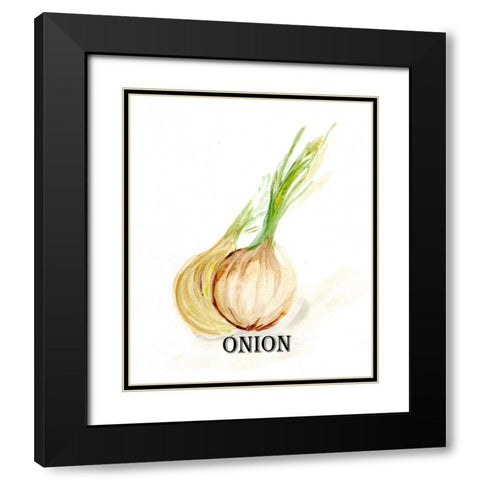 Veggie Sketch X-Onion Black Modern Wood Framed Art Print with Double Matting by Chapman, Marcy
