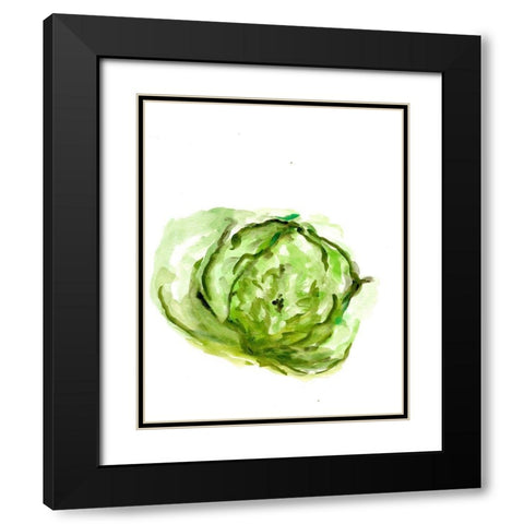 Veggie Sketch plain  IX-Lettuce Black Modern Wood Framed Art Print with Double Matting by Chapman, Marcy