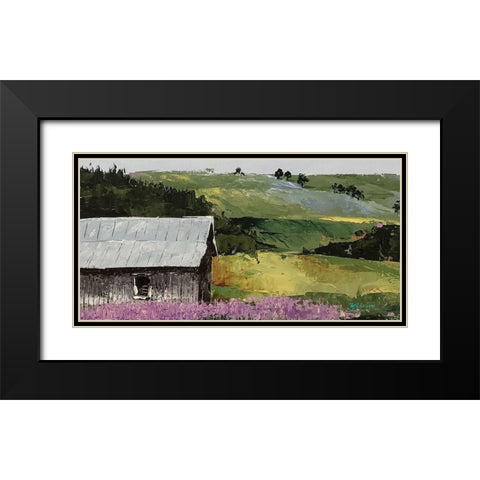 Flower Field  landscape Black Modern Wood Framed Art Print with Double Matting by Cusson, Marie Elaine
