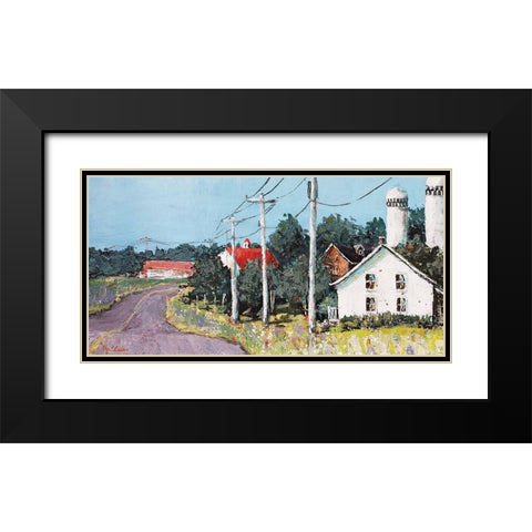 Country Road Farm Black Modern Wood Framed Art Print with Double Matting by Cusson, Marie Elaine