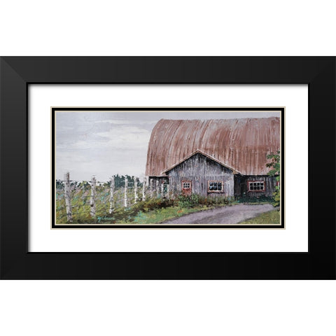 Barn Perspective Black Modern Wood Framed Art Print with Double Matting by Cusson, Marie Elaine