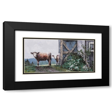 Cow Land Black Modern Wood Framed Art Print with Double Matting by Cusson, Marie Elaine