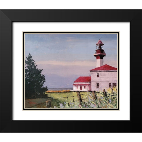 Lighthouse Point Black Modern Wood Framed Art Print with Double Matting by Cusson, Marie Elaine