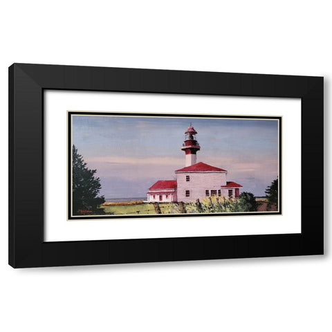 Lighthouse Point  landscape Black Modern Wood Framed Art Print with Double Matting by Cusson, Marie Elaine